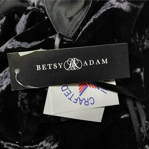 Betsy & Adam Velvet Formal Evening Gown Womens Size 6 Black Wedding Party Dress - Picture 8 of 10
